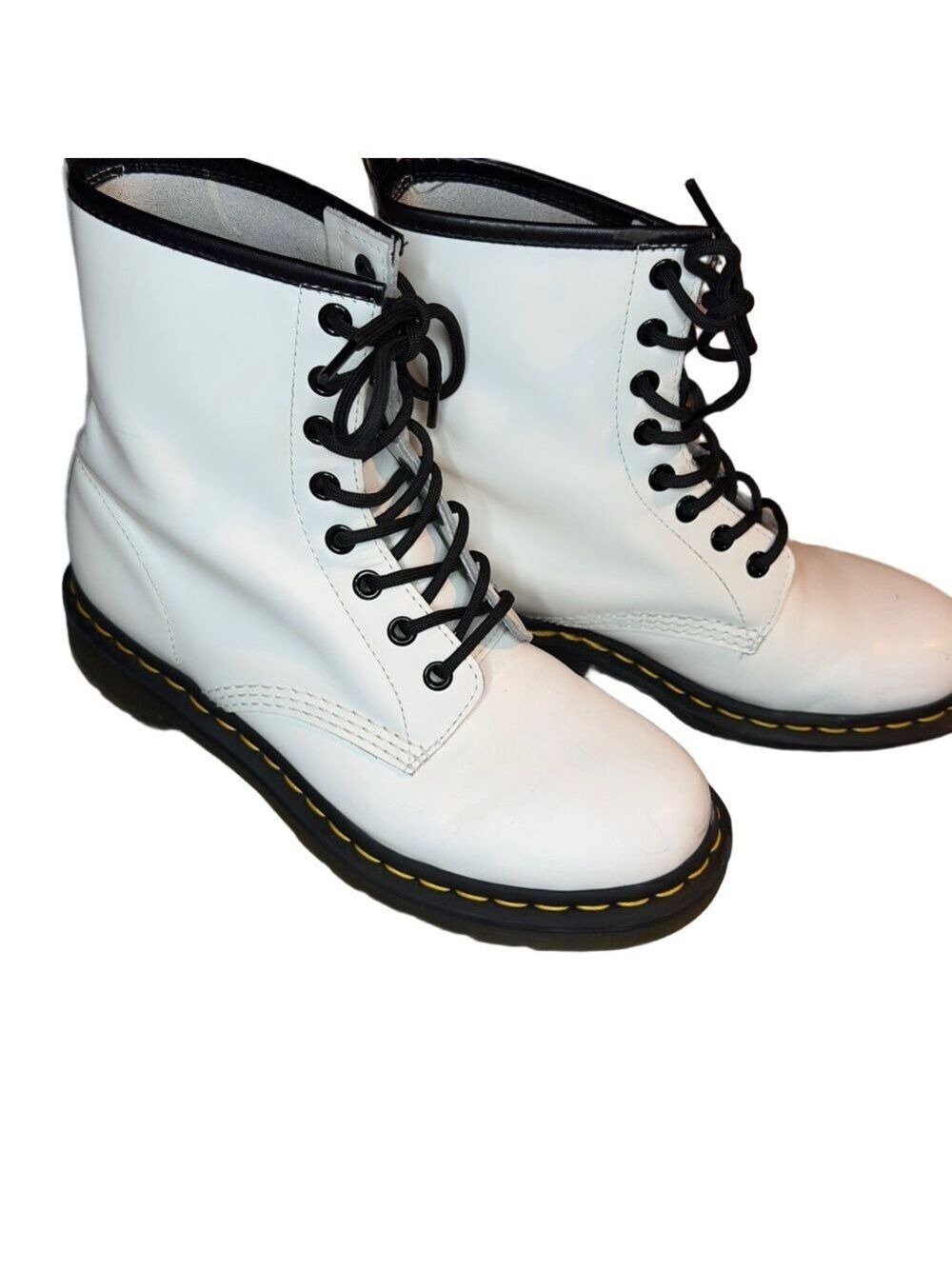 Dr. Martens White Combat Boots with Black Laces doc martens